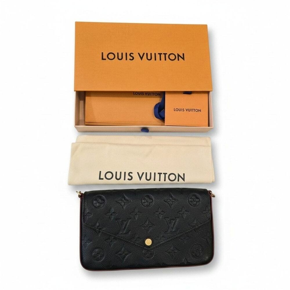 Authentic Louis Vuitton Monogram Empreinte Pochette Felicie Marine Rouge France - Picture 3 of 11